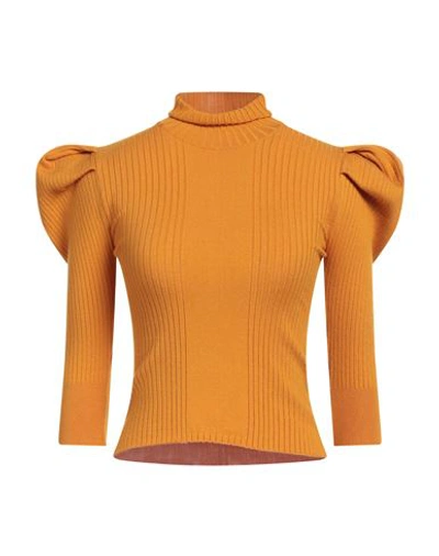 Shop Akep Woman Turtleneck Ocher Size 4 Viscose, Polyester, Polyamide In Yellow