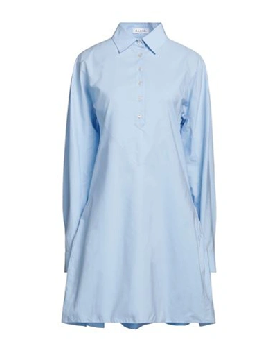 Shop Alaïa Woman Mini Dress Sky Blue Size 2 Cotton
