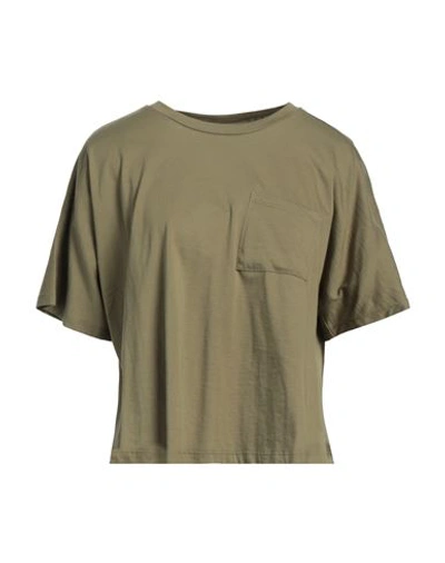 Shop Aragona Woman T-shirt Military Green Size 8 Cotton