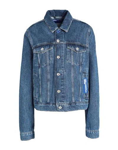 Shop Karl Lagerfeld Jeans Woman Denim Outerwear Blue Size S Organic Cotton
