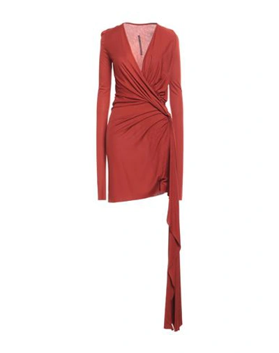 Shop Rick Owens Lilies Woman Mini Dress Rust Size 2 Viscose, Cotton, Nylon In Red