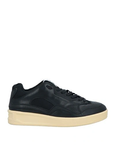 Shop Jil Sander Man Sneakers Black Size 8 Soft Leather, Textile Fibers