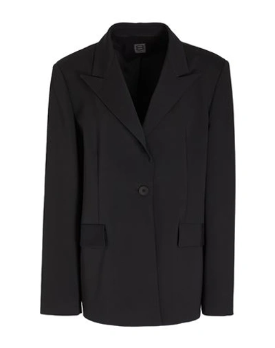 Shop 8 By Yoox Oversize Blazer Woman Blazer Black Size 12 Hemp, Polyester, Elastane
