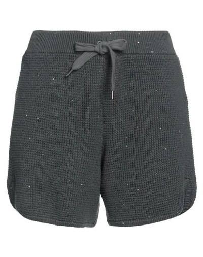 Shop Brunello Cucinelli Woman Shorts & Bermuda Shorts Steel Grey Size M Cotton, Polyester, Brass, Acetate
