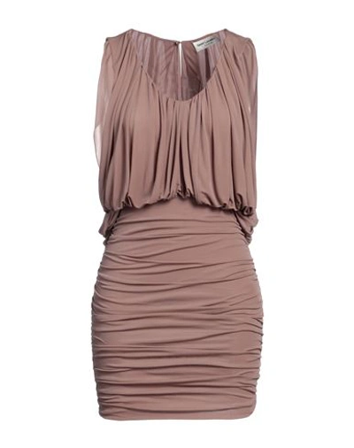 Shop Saint Laurent Woman Mini Dress Light Brown Size 6 Cupro In Beige