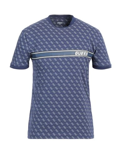 Shop Guess Man T-shirt Blue Size Xxl Cotton, Elastane