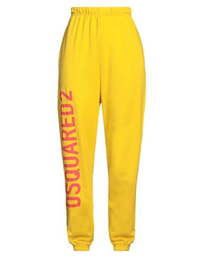 Shop Dsquared2 Woman Pants Ocher Size M Cotton In Yellow