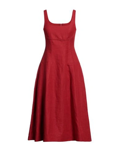 Shop Chloé Woman Midi Dress Brick Red Size 8 Linen