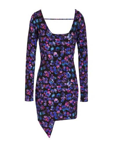 Shop 8 By Yoox Printed Jersey Asymmetrical Mini Dress W/ L/ Sleeves Woman Mini Dress Black Size Xxl Visco