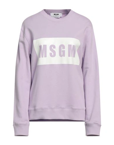 Shop Msgm Woman Sweatshirt Lilac Size S Cotton In Purple