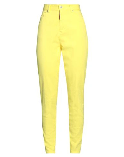 Shop Dsquared2 Woman Jeans Yellow Size 10 Cotton, Elastomultiester, Elastane
