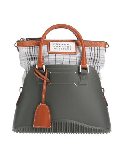 Shop Maison Margiela Woman Handbag Steel Grey Size - Rubber, Bovine Leather, Cotton, Polyester, Zinc