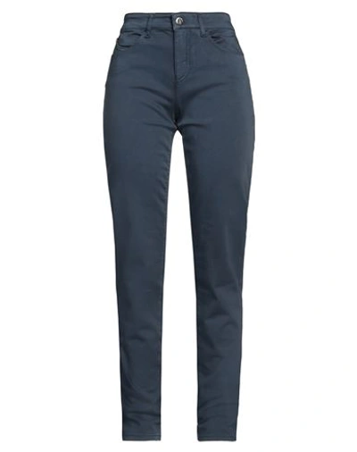 Emporio Armani Woman Pants Navy Size 26 Cotton, Lyocell, Polyester, Elastane In Navy Blue