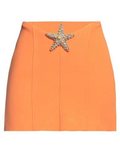 Shop David Koma Woman Mini Skirt Orange Size 4 Acetate, Viscose, Elastane, Glass, Acrylic