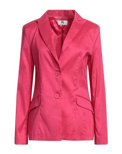 Shop Gai Mattiolo Woman Blazer Fuchsia Size 10 Polyester, Nylon, Elastane In Pink