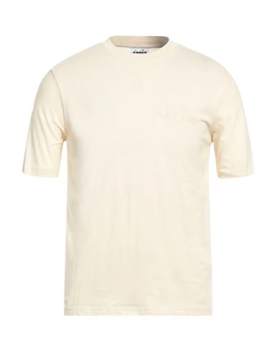 Shop Diadora Man T-shirt Ivory Size Xxs Cotton In White