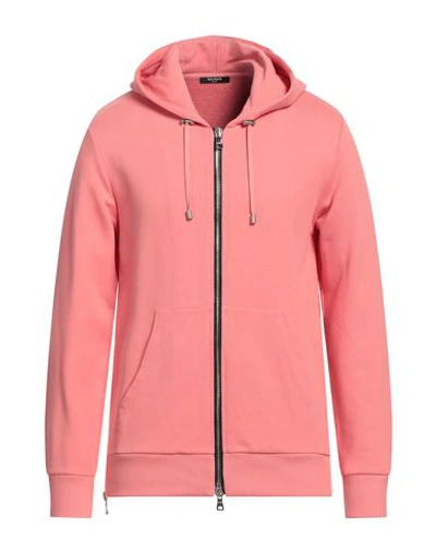 Shop Balmain Man Sweatshirt Pink Size L Cotton, Elastane