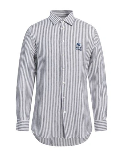 Shop Etro Man Shirt Navy Blue Size 16 ½ Linen