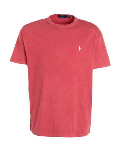 Shop Polo Ralph Lauren Classic Fit Jersey Crewneck T-shirt Man T-shirt Coral Size M Cotton In Red