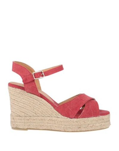 Shop Castaã±er Castañer Woman Espadrilles Red Size 10 Textile Fibers