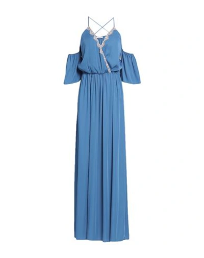 Shop Liu •jo Woman Maxi Dress Pastel Blue Size 6 Polyester, Elastane, Polyamide