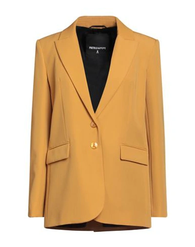 Shop Patrizia Pepe Woman Blazer Ocher Size 8 Polyester, Elastane In Yellow