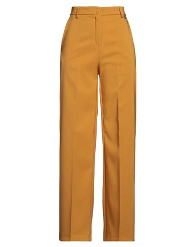 Shop Berna Woman Pants Ocher Size 4 Polyester, Elastane In Yellow