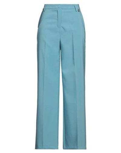 Shop Berna Woman Pants Pastel Blue Size 10 Polyester, Elastane