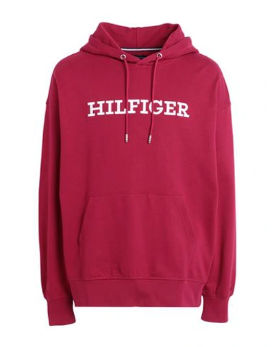 Shop Tommy Hilfiger Man Sweatshirt Garnet Size L Cotton In Red