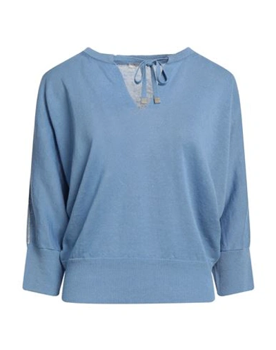 Shop Peserico Woman Sweater Light Blue Size 4 Linen, Cotton