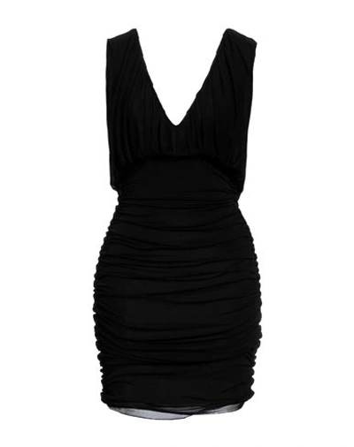 Shop Saint Laurent Woman Mini Dress Black Size 8 Cupro