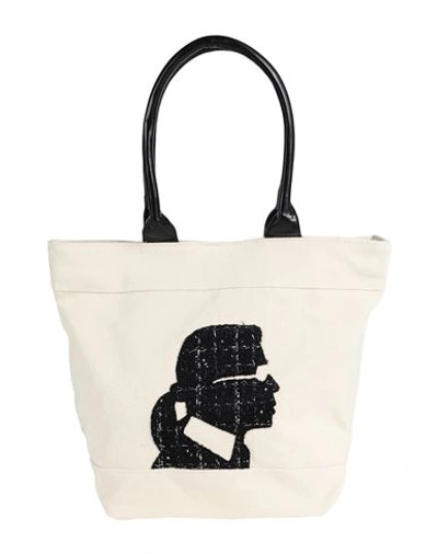 Shop Karl Lagerfeld Woman Handbag Beige Size - Recycled Cotton, Cotton, Polyethylene