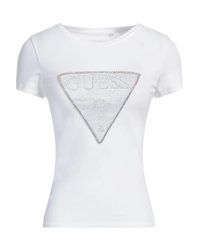Shop Guess Woman T-shirt White Size S Cotton, Elastane