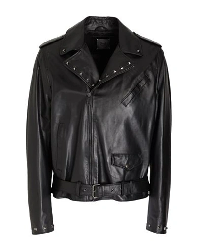 Shop 8 By Yoox Studded Biker Leather Jacket Man Jacket Black Size Xxl Lambskin
