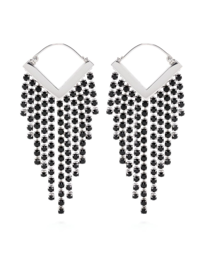 Shop Isabel Marant Silver-tone Melting Crystal Drop Earrings
