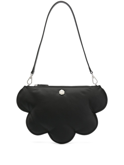Shop Simone Rocha Black Daisy Leather Shoulder Bag