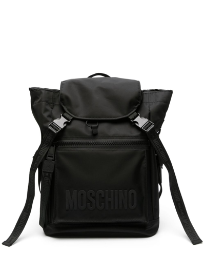Shop Moschino Black Logo-print Backpack
