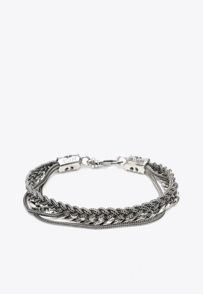 Shop Emanuele Bicocchi Braided Chain Bracelet In Silver