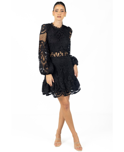 Shop Akalia Miranda Lace Mini Dress In Black