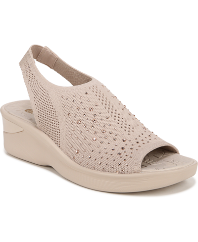 Shop Bzees Sicily Bright Washable Slingback Wedge Sandals In Beige Fabric