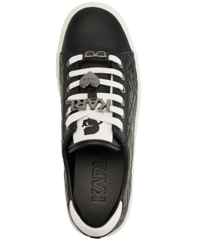 Karl Lagerfeld Cate Karl Box Lace-up Low-top Sneakers In Black,bright White