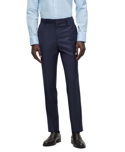 Shop Hugo Boss Boss By  Men's Slim-fit Checked Suit In Dark Blue