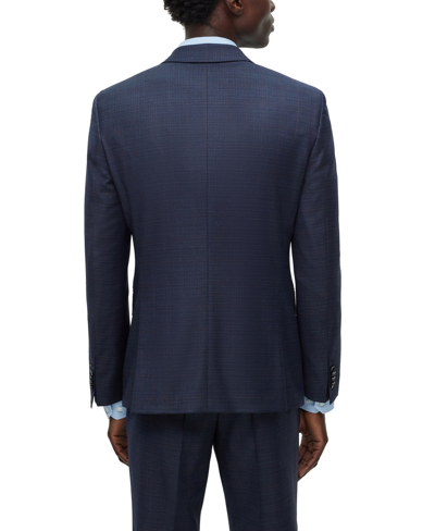 Shop Hugo Boss Boss By  Men's Slim-fit Checked Suit In Dark Blue