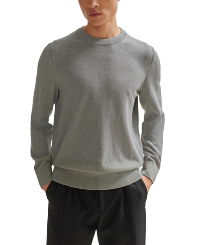 Shop Hugo Boss Boss By  Men's Micro-structured Crew-neck Sweater In Silver