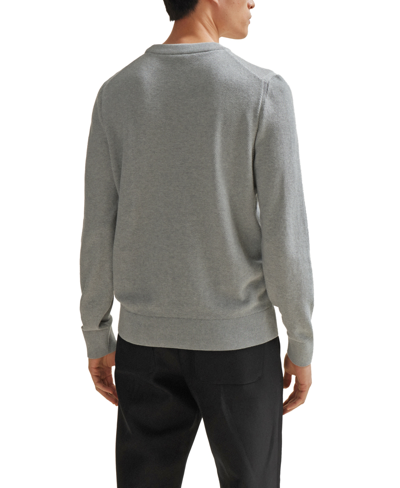Shop Hugo Boss Boss By  Men's Micro-structured Crew-neck Sweater In Silver