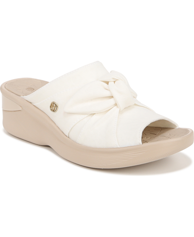 Shop Bzees Smile Washable Slide Wedge Sandals In White Fabric