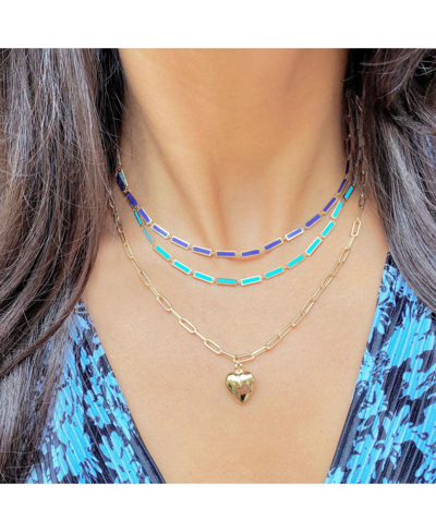Shop The Lovery Turquoise Bar Necklace In Turquoise,aqua