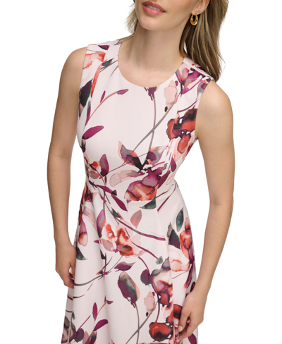 Calvin Klein Women's Printed A-line Midi Dress In Blush Pink