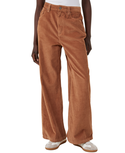 Shop Cotton On Women's Cord Super Baggy Leg Jeans In Pinecone