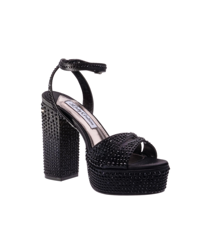Shop Lady Couture Women's Rhinestone Platform Sandal In Black